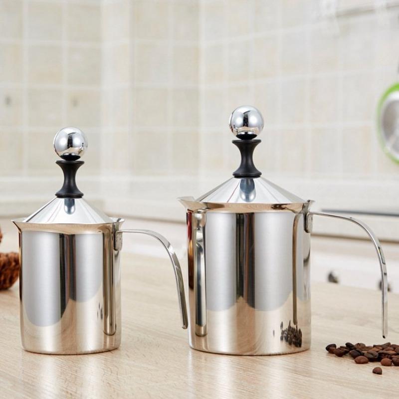 Japanese Stainless Steel Manual Milk Frother Coffee Cup Milk Foam Beater Pot Home Use Coffee Making Tools Set for Cappuccino