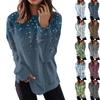 Women's Round Neck Tops Cotton Women's Casual Fashion Print  Long Sleeve O-Neck Pullover Top Blouse
