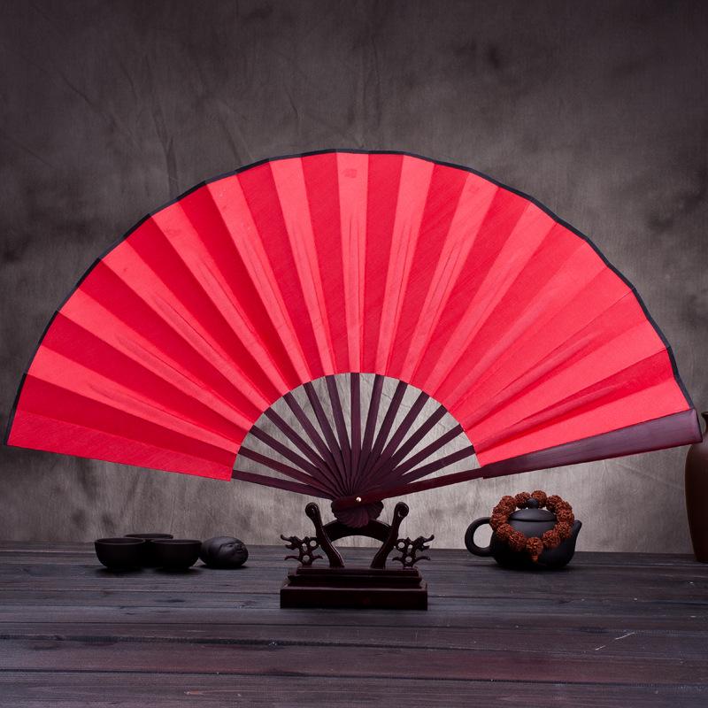 Traditional Chinese Silk Bamboo Folding Fan with Ink Landscape