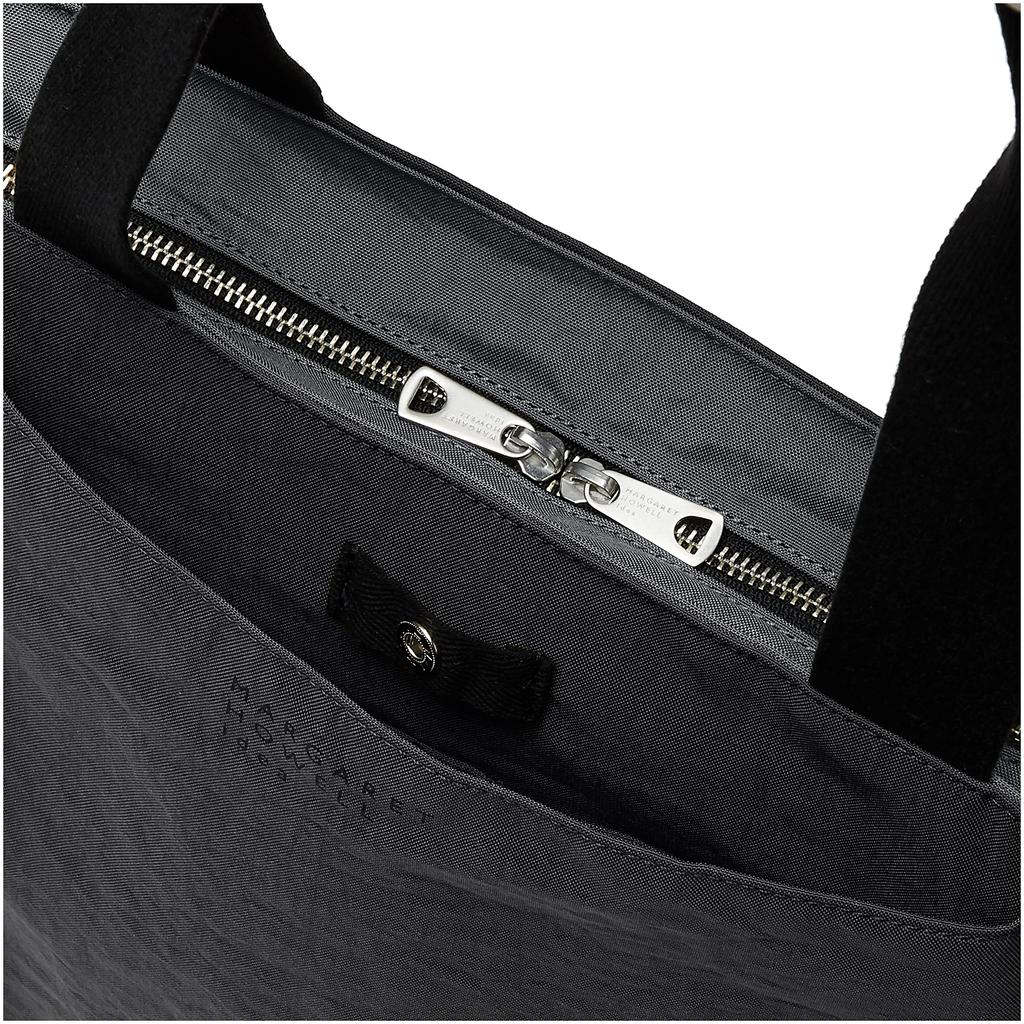 Margaret Howell Idea Tote Bag Made of Nylon with a Matte Shoulder Multiple Large Natural Made In Charcoal Gray "Ruston" Texture, Lightweight, Strap,