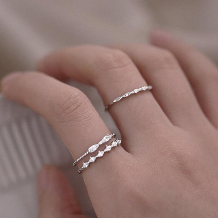 Trendy Korean Double-Layer Silver Ring for Women - Stylish Internet Celebrity Design
