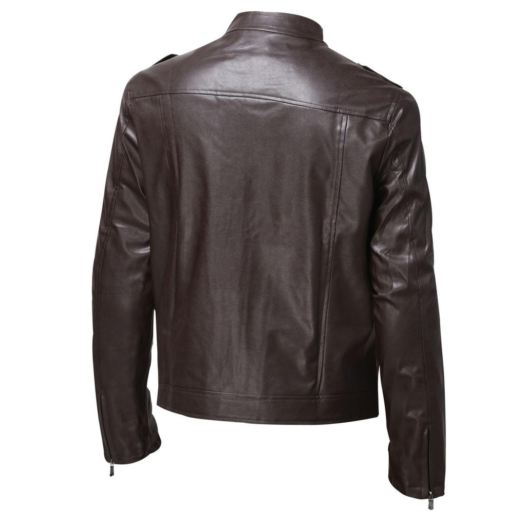 Herren Leder Herbst Neue Stehkragen Motorrad Lederjacke Herren Trend Sport Herren Lederjacke