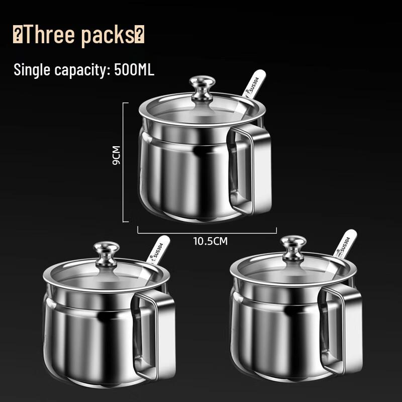 Yingbai 3-Piece 304 Stainless Steel Seasoning Jar Set