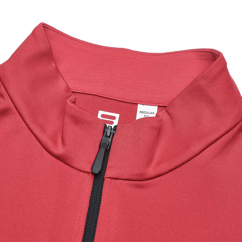 Fila Fashion Stand Collar Half Zip Knit Slim Fit Long Sleeve T-Shirt Men Tops Dark-Rose A11M517210FWI