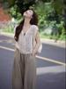 Slim-Fit Summer Tea-Toned Two-Piece Set for Women: Hong Kong & Korean Drama Style