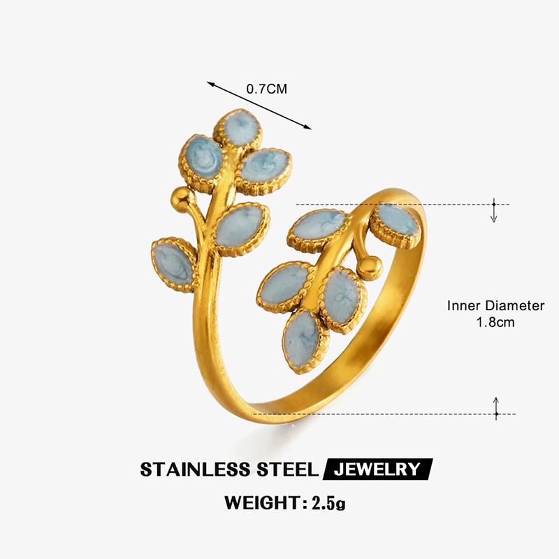 

Stainless Steel Fresh Drip Oil Leaves Rings for Women Red Green Enamel Rings Advanced Color Sense Elegent Luxury Jewelry Gifts синий
