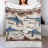 Minoan Dolphins Fresco Throw Blanket Ultra Soft Flannel Fleece Blanket for All Seasons