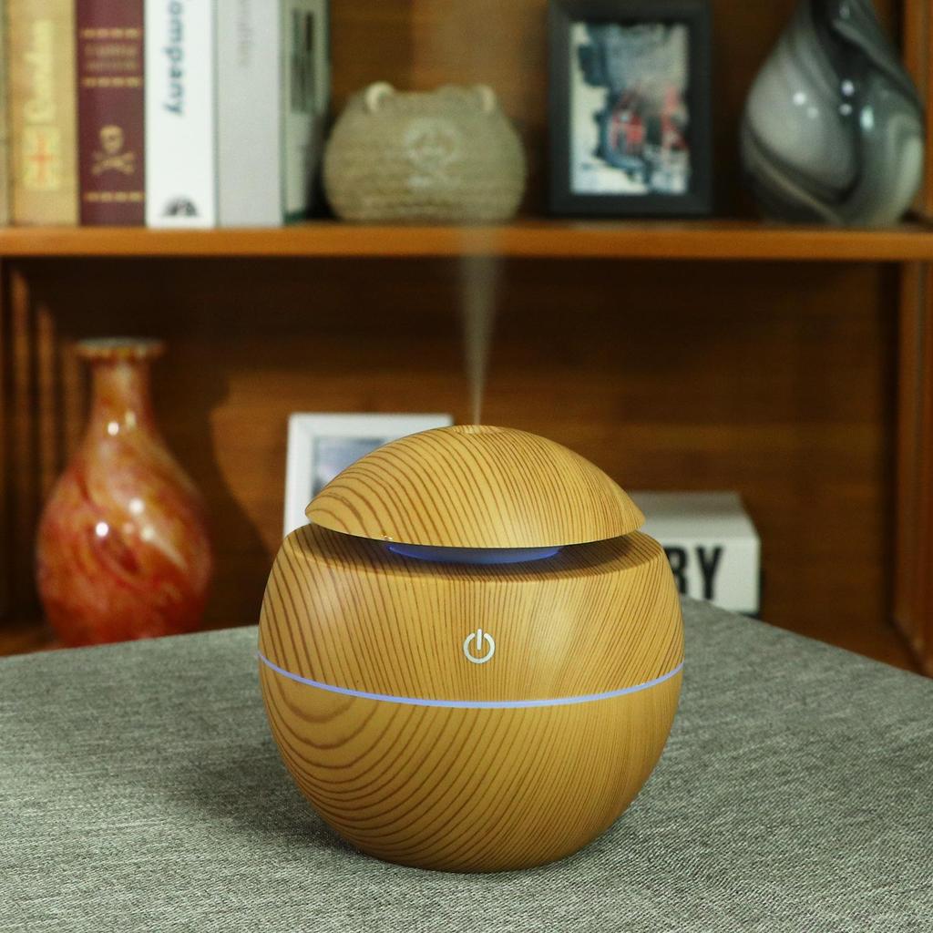 130ml Wood Grain USB Plug-in Humidifier for Home & Bedroom