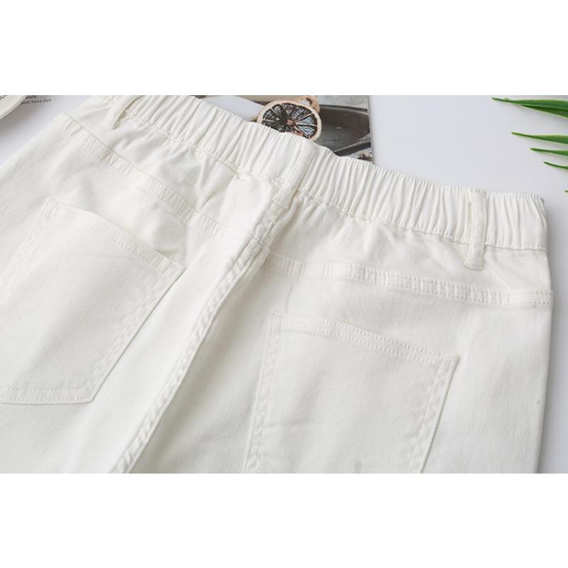 Plus Size Jeans Shorts Pants Women Oversize Loose Casual Cotton Denim Elastic Casual Pants Fashion Hole