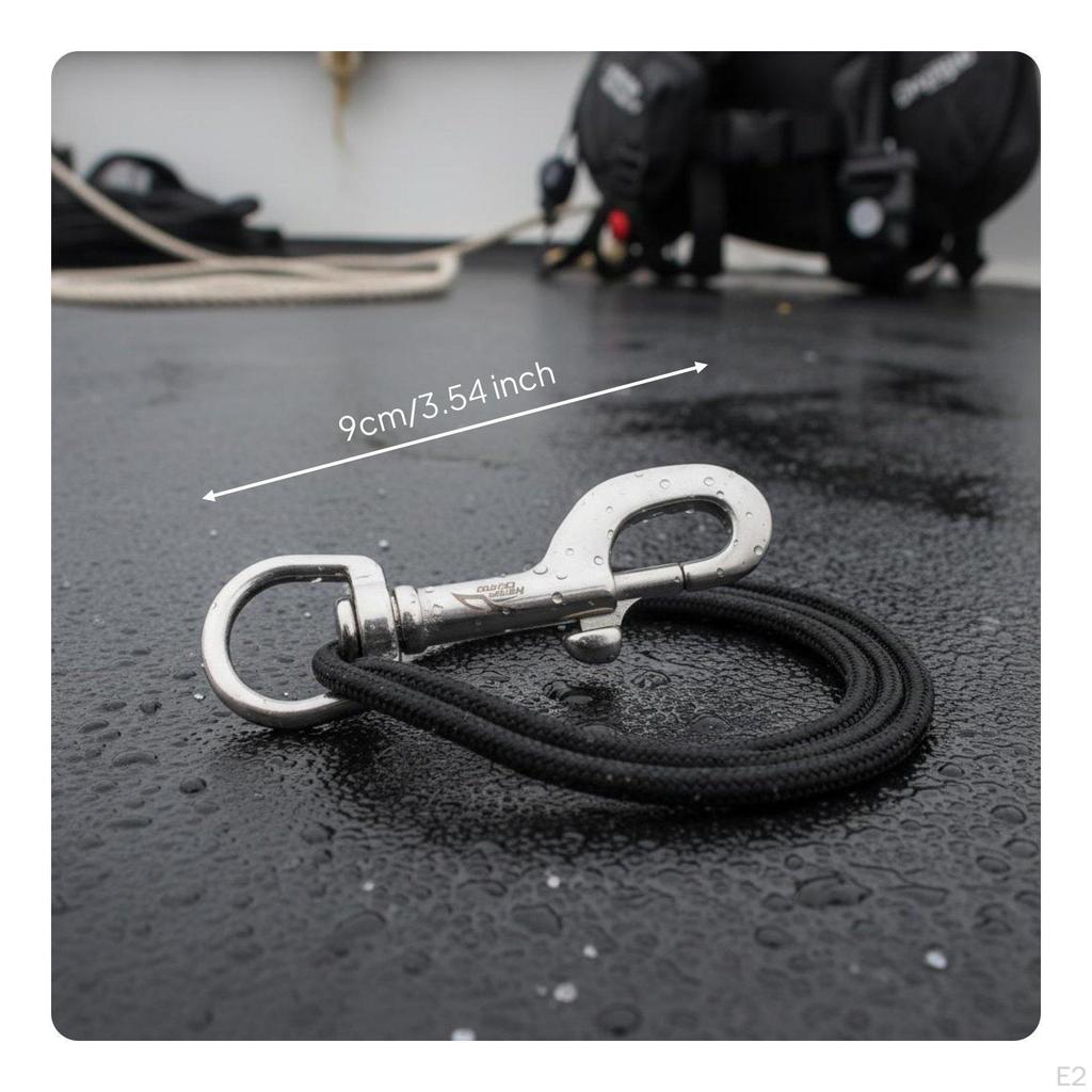Swivel Eye Bolt Snap Hook Single End Stainless Steel Diving for Boating Silver 75MM