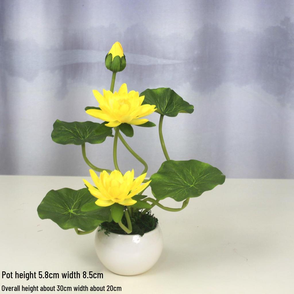 Artificial Lotus Flowers for Buddha Altar, Decorative Silk Bonsai, and Small Guanyin Ornaments