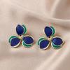 Hot Sale Korean Design Black Oil Dripping Flower Earrings