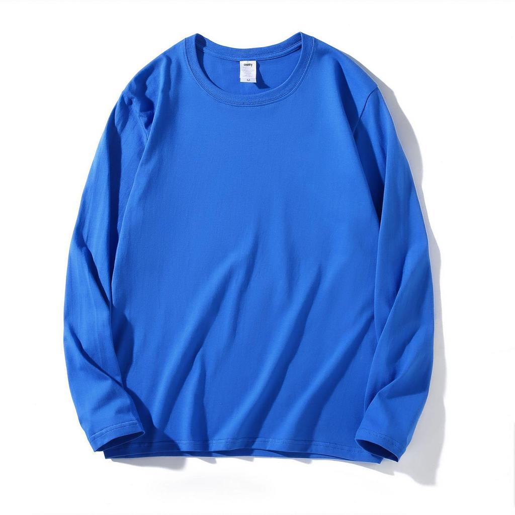 220g Heavyweight Pure Cotton Unisex Long Sleeve T-shirt - Loose Fit Solid Color Casual Sweatshirt