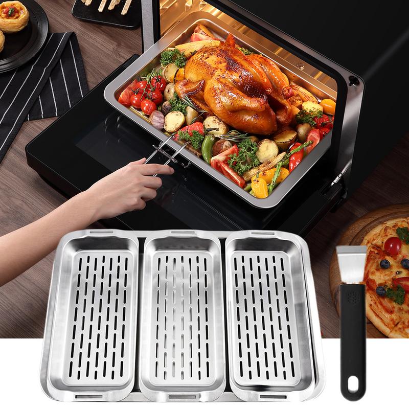 Stainless Steel Baking Sheet Cookie Pan With Cooling Rack Metal Bakery Sheet Pan Nonstick Shallow Hole Baking Pan Barbecue Tray