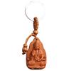 Lucky Jewelry Wood Carving Buckle Buddha Pendant Keychain Car Bag Keyring