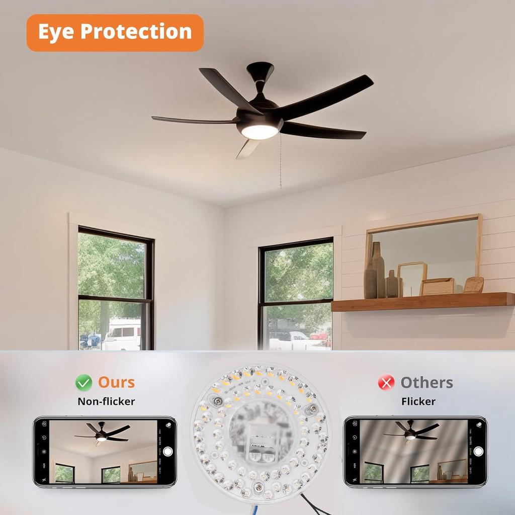 4.7 Inch LED Ceiling Fan Light Replacement with Pull Chain 20W 2100LM Magnetic Mount 5CCT Dimmable LED Light Engine Retrofit Kit