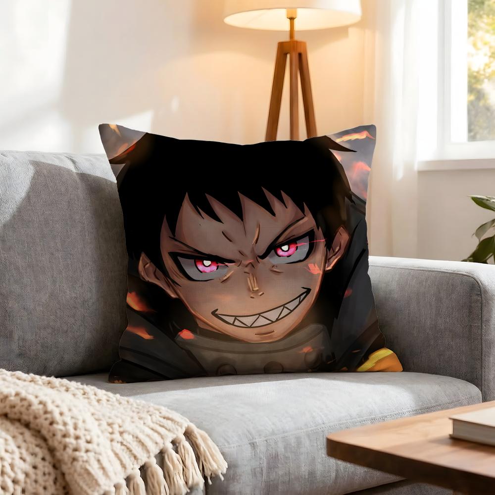 Anime Fire Force Cushion Cover 1Pcs Decorative Covers Soft Cushion Case For Sofa Couch Decor 40X40 45X45 Pillowcases