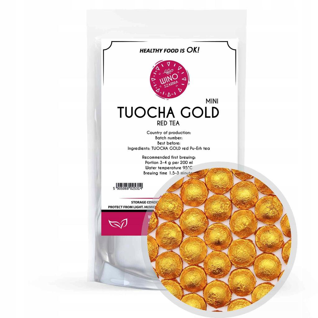 Herbata Czerwona PU ERH TUOCHA GOLD MINI - 50g liściasta prasowana