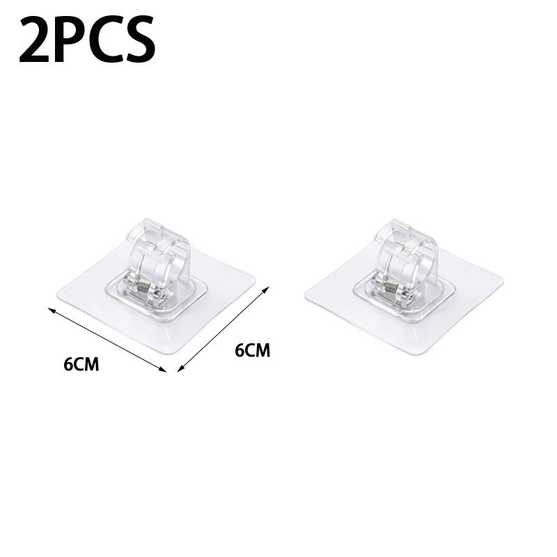 No Drill Curtain Rod Brackets Self-Adhesive Curtain Rod Holder Hook Adjustable Wall Curtain Fixed Clip Hanging Rack