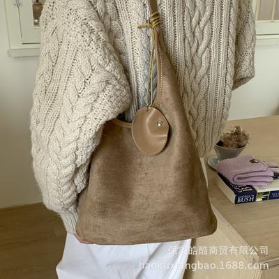 Suede Bag Women's Large Capacity 2025 New Autumn Versatile Shoulder Messenger Bag Casual Work Commuter Tote Bag