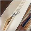 Striped Straw Woven Tote Bag - Large Capacity Beach Vacation Shoulder Bag