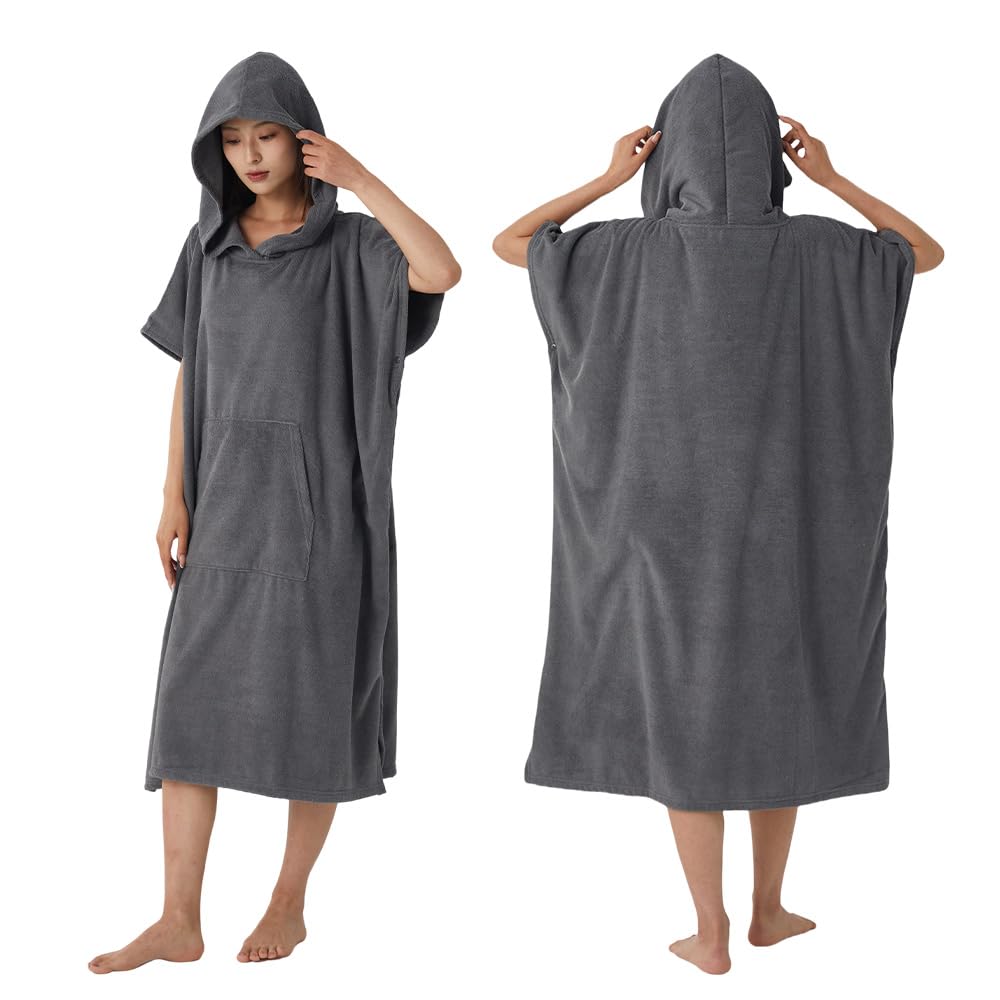 WULFUL Poncho Cambia Surf per Uomo e Donna, Accappatoio Asciugamano, Poncho Sauna Caldo Assorbente ad Asciugatura Rapida con Tasca, Unisex Taglia Unica Abbigliamento da Casa