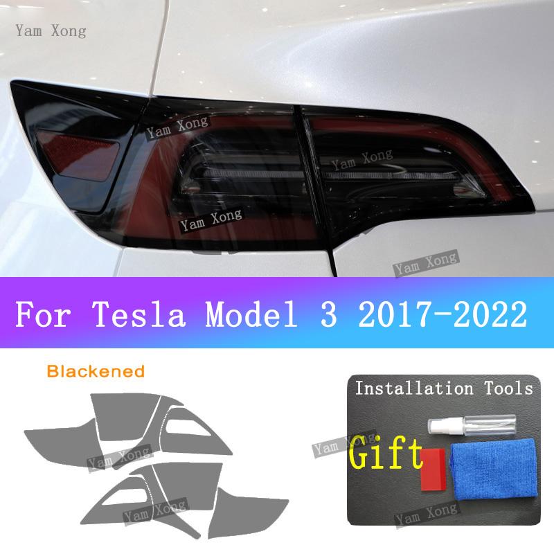 For Tesla Model 3 2017- Auto Headlight Black Taill Cover Film Front Light Taillight TPU Transparent Armored Protective Films