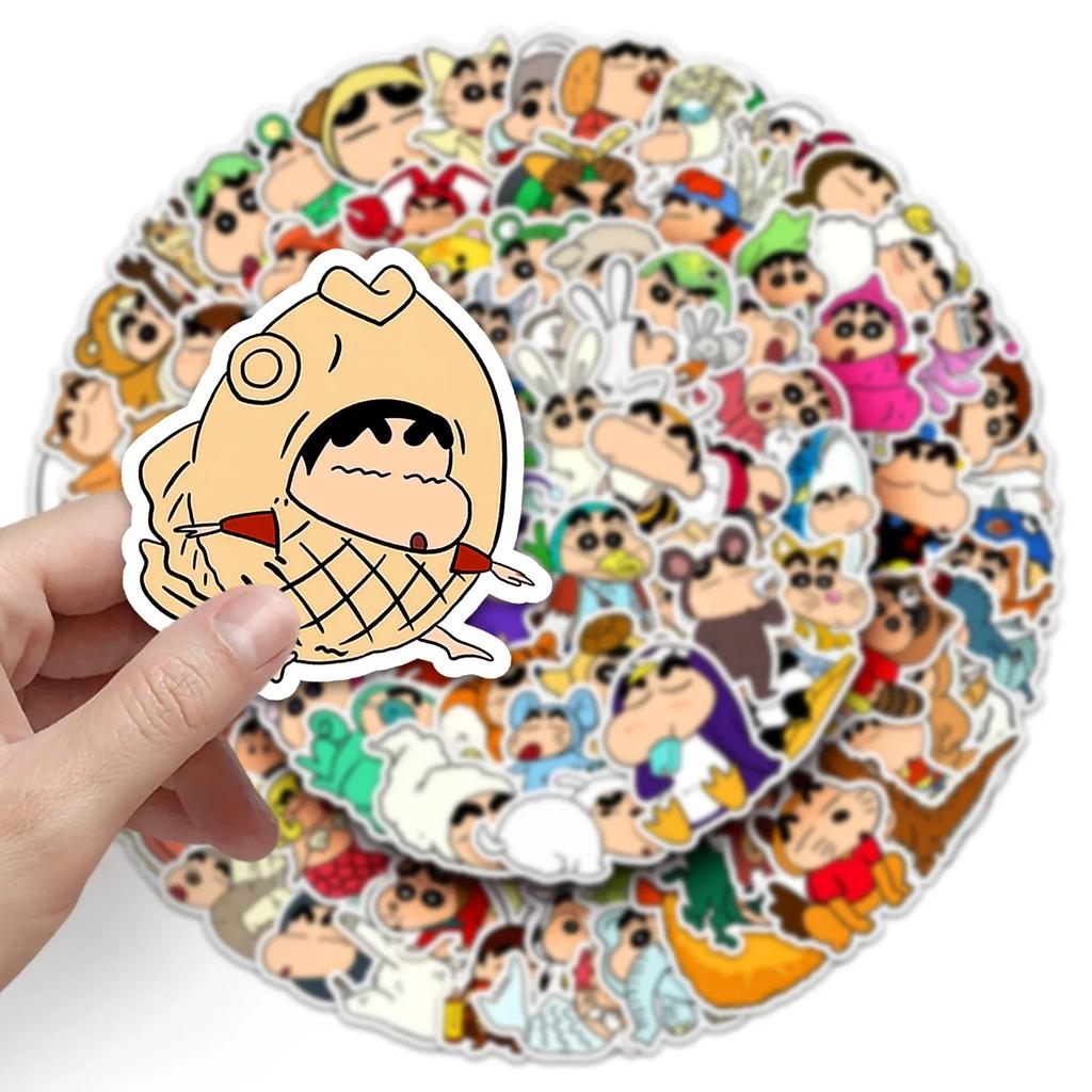 Kawaii Anime Crayon Shin-chan Stickers Skateboard Suitcase Phone Laptop Waterproof Cute Stickers Cartoon Kids Toy
