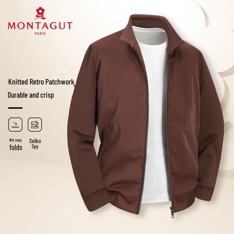 MONTAGUT Men s Knitted Retro Patchwork Lapel Jacket 2XL (54)