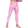 Herren Unifarbene Leggings Elastischer Bund Glänzendes Finish Skinny Hosen Fitness Training Laufen Yoga Übung