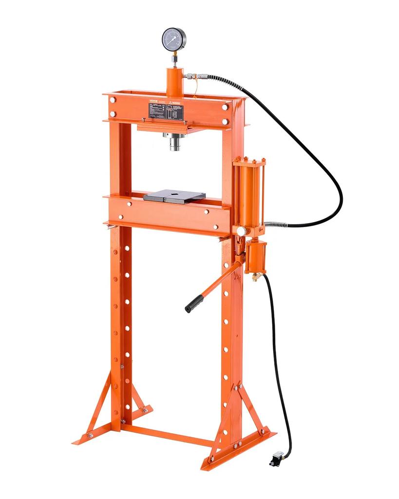 VEVOR Hydraulic Shop Press, 20 T H-Frame Pneumatic Shop Press with Press Plate
