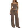Spring Summer Women Camisole Crop Top Long Pants Casual Wide Leg Pants Lazy Style Set