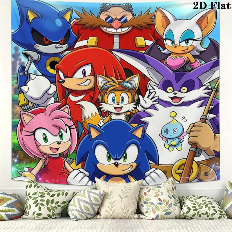 Sonic Hedgehog Wall Tapestry Aesthetic Wall Hanging Printed Fabric Blanket Decorative Tapestries For Bedroom Living Room Home Decor