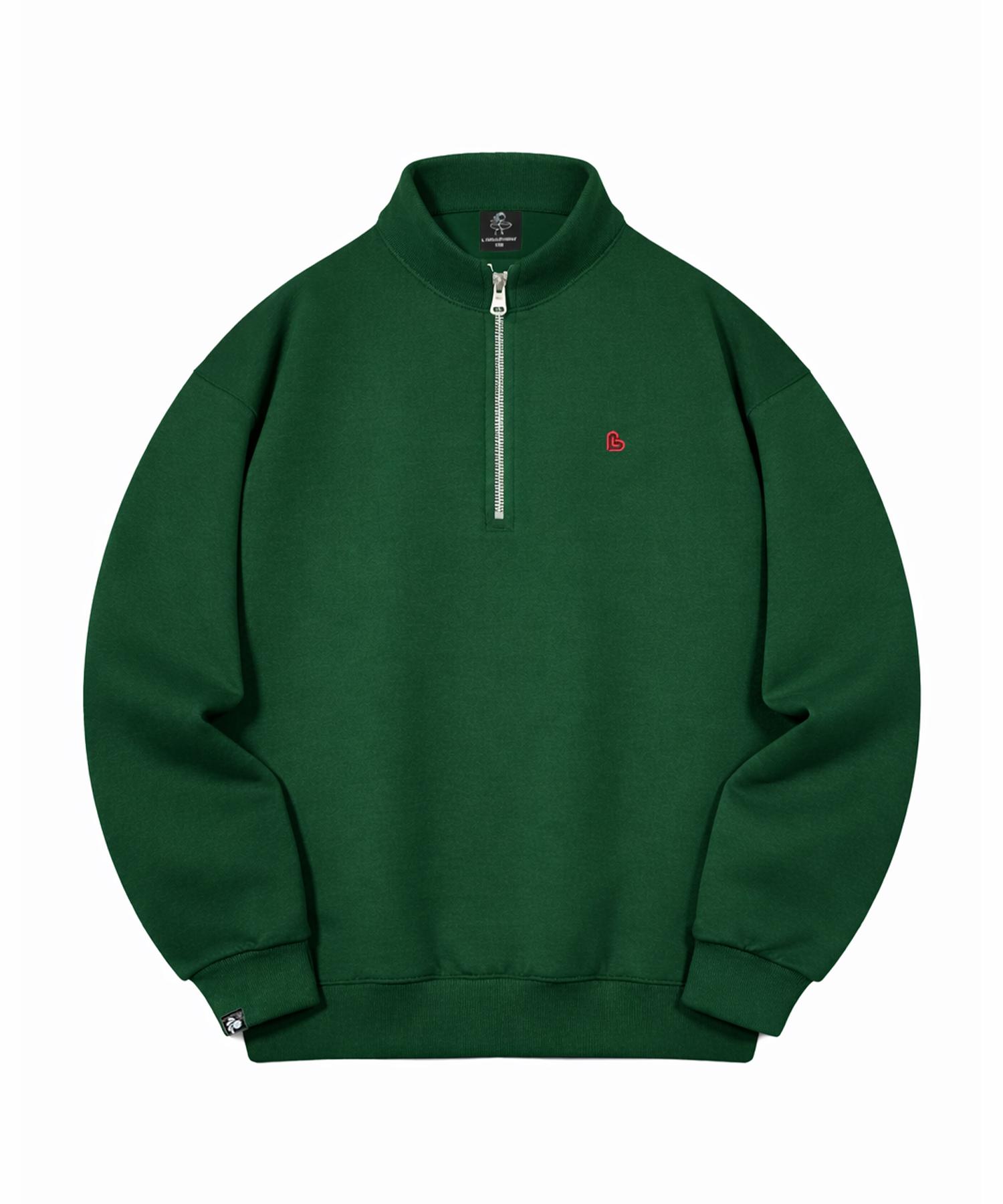Свитшот с полумолнией и маленьким сердцем Langajumang [Зеленый] Green/95