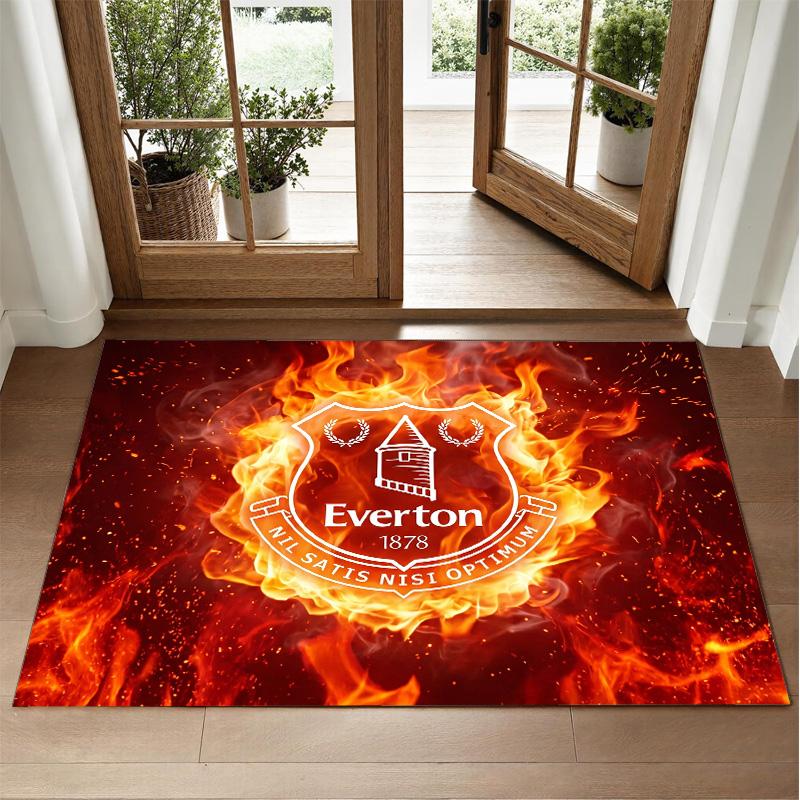 Everton Football Design Crystal Velvet Rug Soft Decorative Mat for Bedroom Entrance