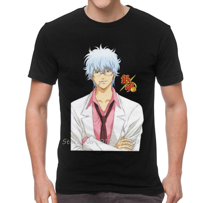 Japanese Manga Gintama T Shirt Men Cotton Tshirt Anime Gintoki Sakata Tees Top Hip Hop Tshirt Gift Streetwear Harajuku