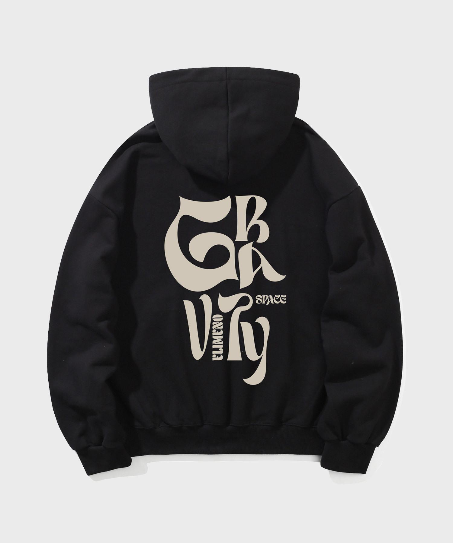 Худи оверсайз Elimeno El Space Черное (бежевый) Black (Beige)_Terry/S
