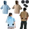 [IRIS OHYAMA] Cool Wear Casual Set with Air Conditioning Fan, Heat Stroke Prevention, Short Sleeve, Blue (Hooded), M