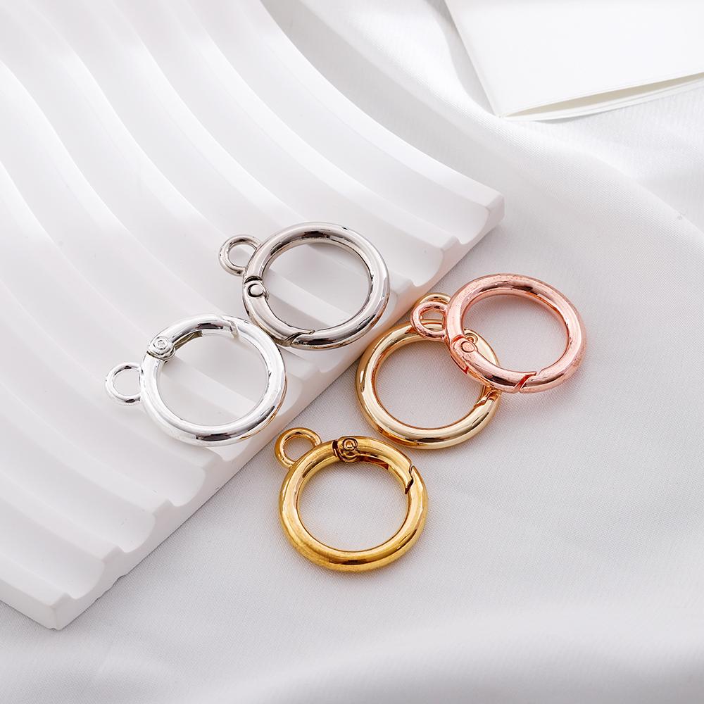 5Pcs Alloy O Ring Spring Clasps With Hole Openable Round Carabiner Keychain Bag Clips Hook Connector For DIY Jewelry Key Rings