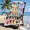 Custom Name Personalized Sprunki Game Print Beach Towel, for Trip Camping Beach Party Home Decor, Birthday Gift for Family & Friends