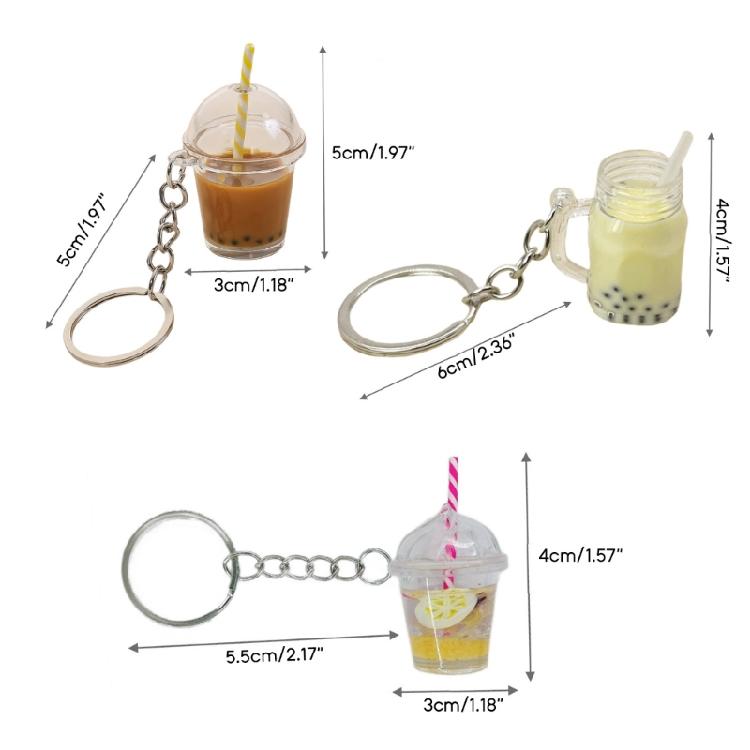 Small BobaMilk Tea Cup Key Chains Cute Bubble Tea Keychain KawaiiCar Keyring