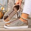 Fashion Korean Version of Trendy Women's Shoes 2025 New Metal Sequin Lace-up Flat Low-top Board Shoes Sports and Casual Versatile