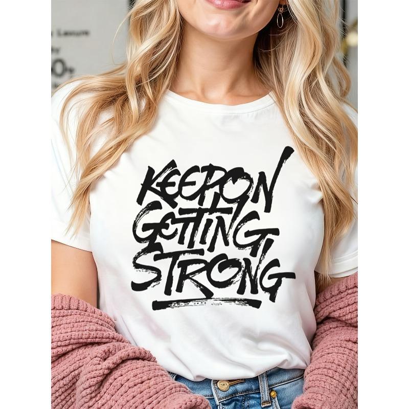 

European Size White Background Bold Brush Strokes Motivational Quote Minimalist No People Simple Design for Women Summer Short-sleeved S белый
