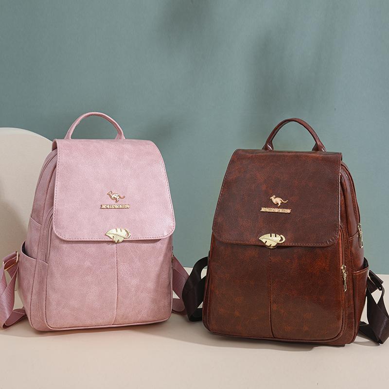 Multi-Purpose Backpack Retro Commuter Women's Large Capacity Solid Color Travel Backpack