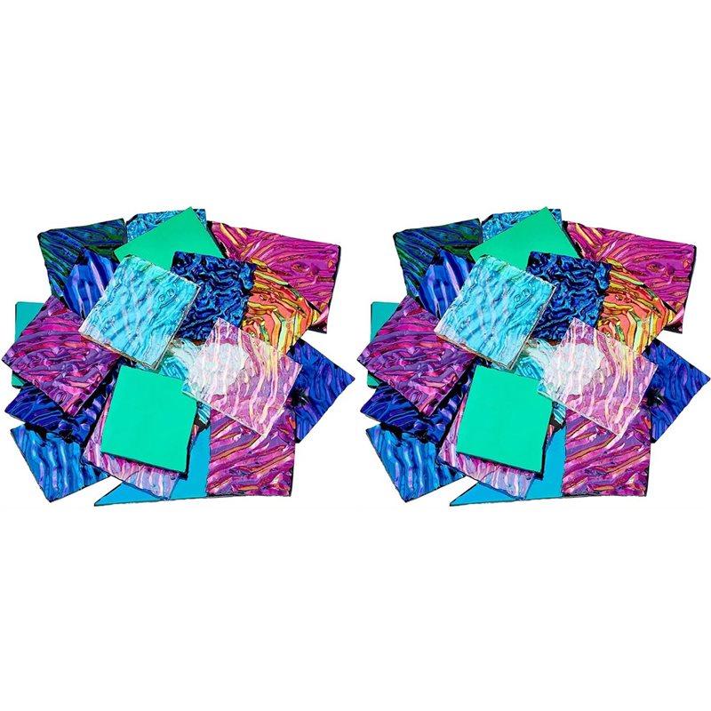 Premium-2X Fusible Glass Sheets 112G Dichroic Glass Scrap Microwave Kiln Art Pieces Mixed Color