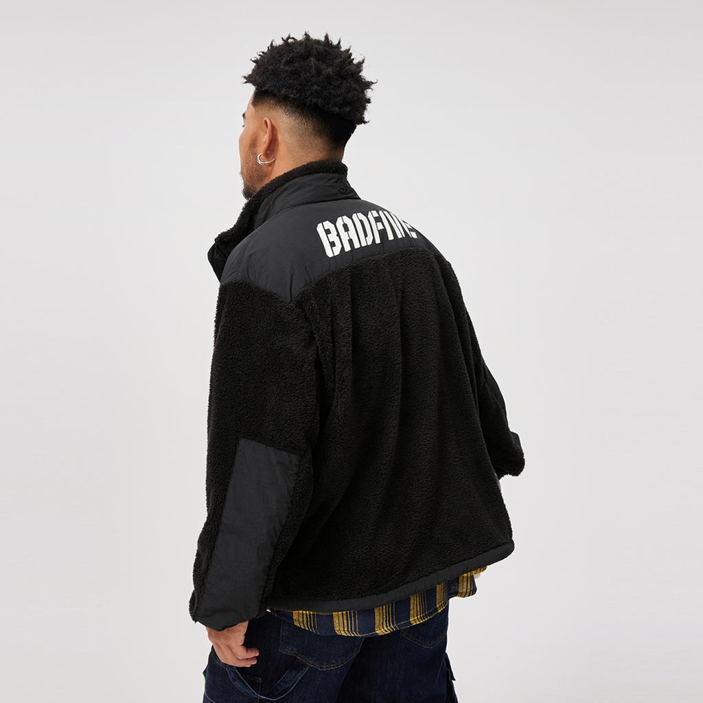 LiNing Comfortable Casual Letter Print Fleece Stand Collar Zipper Jacket Men jackets Black AFDU507-1