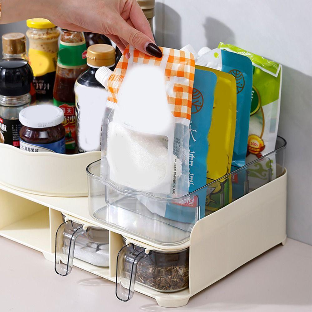 Large Capacity Countertop Seasoning Box Rotatable Condiment Box Practical Sugar Salt Jar  Kitchen