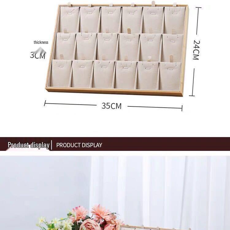 Bamboo Jewelry Display Tray with 18 Grids for Rings, Necklaces, Pendants, and Earrings