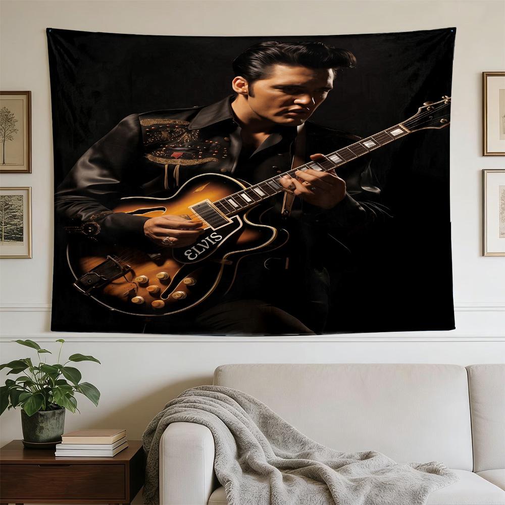 Elvis Presley Guitar Performance Large Size Wall Tapestry, Room Aesthetic Decor for Living Room Party Background,Perfect Gift