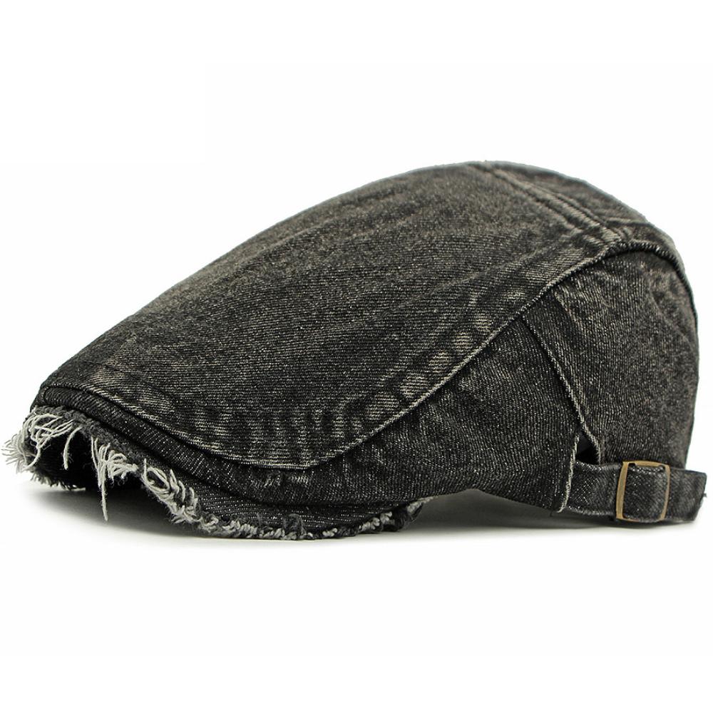HT4797 New Stylish Beret Cap Men Women Shabby Brim Denim Hat Male Female Artist Painter Beret Hat Adjustable Ivy Flat Cap Berets